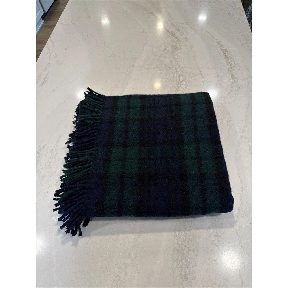 Black Watch Tartan 100% Wool Throw Blanket 60X60in
